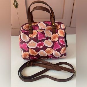 FOSSIL Rachel Satchel Pink Floral ZB7314664 Crossbody $138 -NEW, No Bag Charm